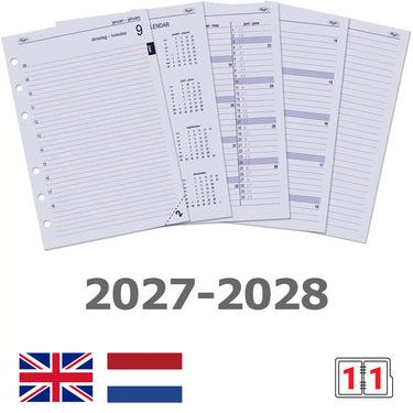 6201-27-28 210 x 144 mm 2027 et 2028 A5 Recharges pour agenda NL FR